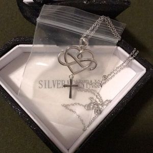 Silver mountain cross necklace
